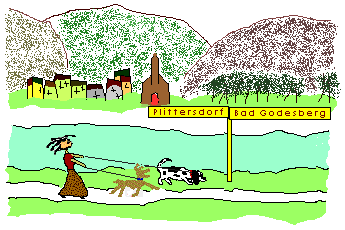 graphic of me and the dogs along the rhein